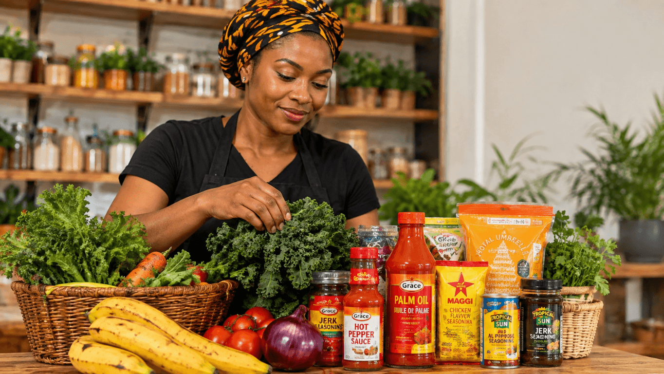 A shopper with fresh produce from Ivoire Shop